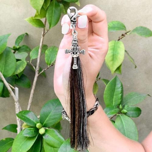 Large Horseshoe Keychain  Customized Horsehair Jewelry